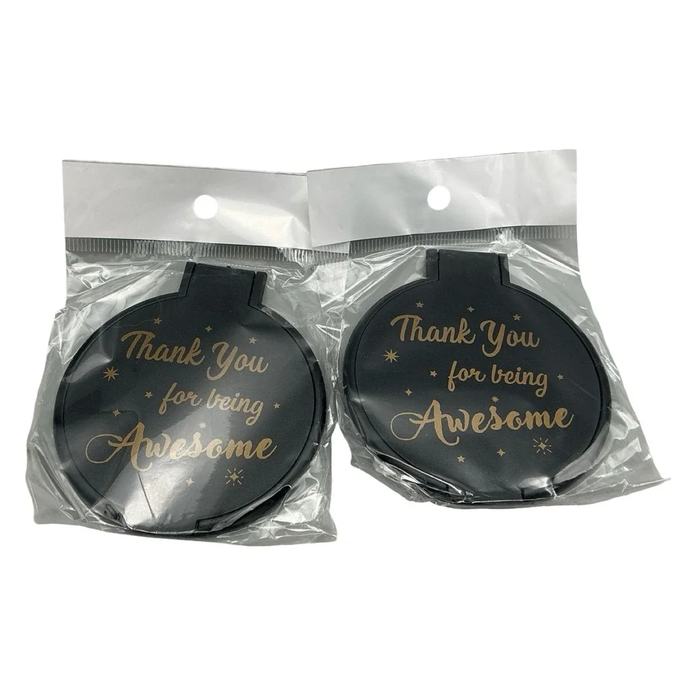 10 Piece Inspirational Compact Mirror Set Black Gold Motivational Quotes